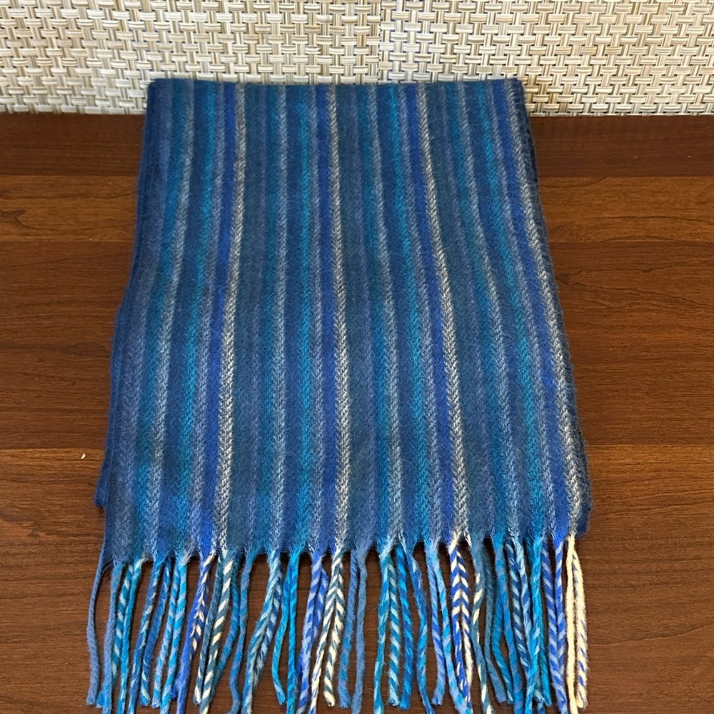 🌟HP🌟VTG 1980-85 Shades of Blue Long Striped Scarf by V.FRAAS Made in Germany